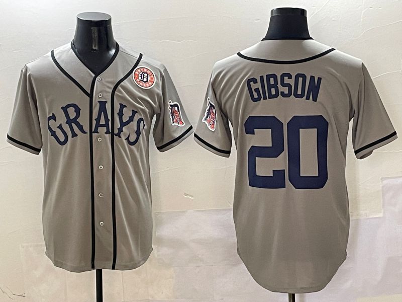Men Detroit Tigers #20 Gibson Grey Joint Name Game Nike 2025 MLB Jersey style 11